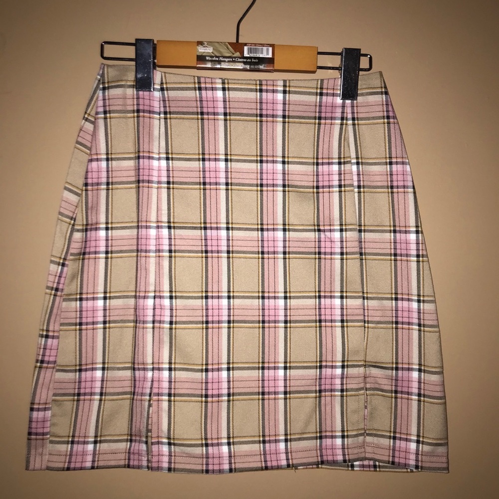 Brown & Pink Plaid SHEIN Skirt